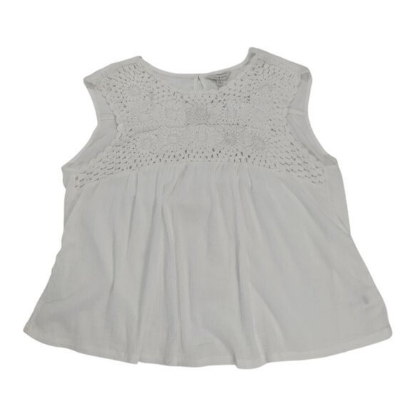 Lucky Brand Womens Sleeveless White Crochet Detailed Cotton Top Size L, NWT. - Picture 1 of 8